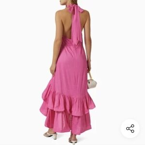 SOLD Elliatt Exuma Ruffled Pink Halter Midi Dress Medium